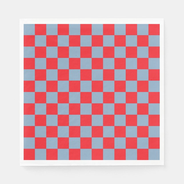 Red Blue Checkered Gingham Pattern Serviette (Vorderseite)