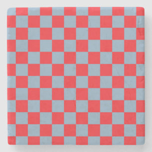 Red Blue Checkered Gingham Pattern Steinuntersetzer