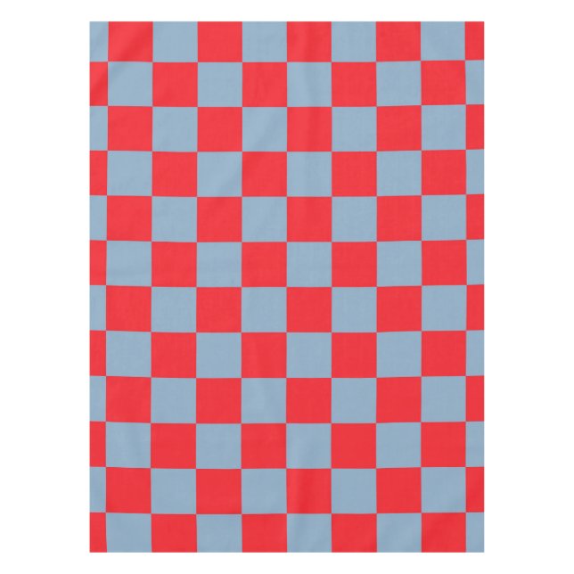 Red Blue Checkered Gingham Pattern Tischdecke (Vorderseite)