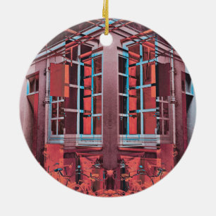 Red blue Copenhagen windows reflection digital art Keramik Ornament