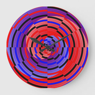 Red & Blue Counter Spiral von Kenneth Yoncich Große Wanduhr