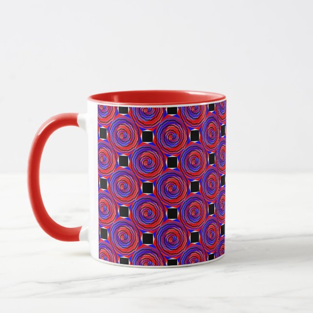 Red & Blue Counter Spiral von Kenneth Yoncich Tasse (Links)
