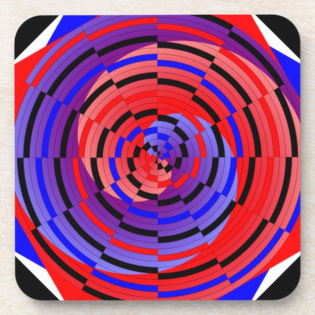 Red & Blue Counter Spiral von Kenneth Yoncich Untersetzer (Vorderseite)