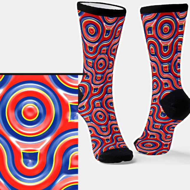 Red Blue Curved 3D Effect Socks Socken (Von Creator hochgeladen)