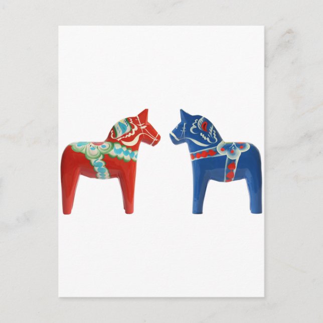 Red & Blue Dala Horse Postkarte (Vorderseite)