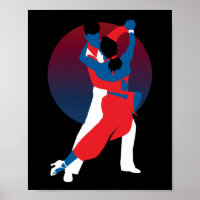 Red & Blue Dancing Silhouette - Tango-Tänzer