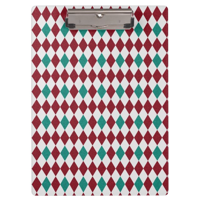 Red & Blue Diamond Glitzer Klemmbrett (Vorderseite)