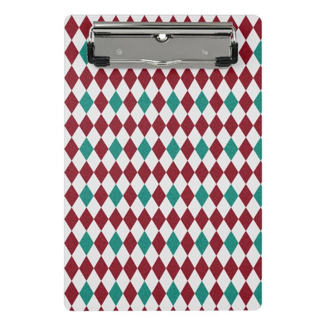 Red & Blue Diamond Glitzer Mini Klemmbrett (Vorderseite)