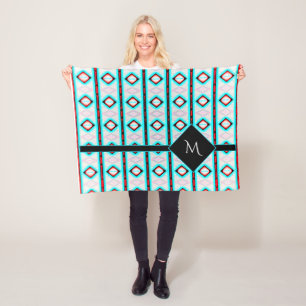 Red Blue Diamond Stripe Muster Fleecedecke