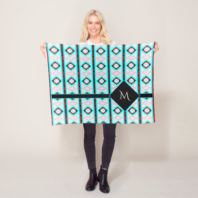 Red Blue Diamond Stripe Muster Fleecedecke (Beispiel)