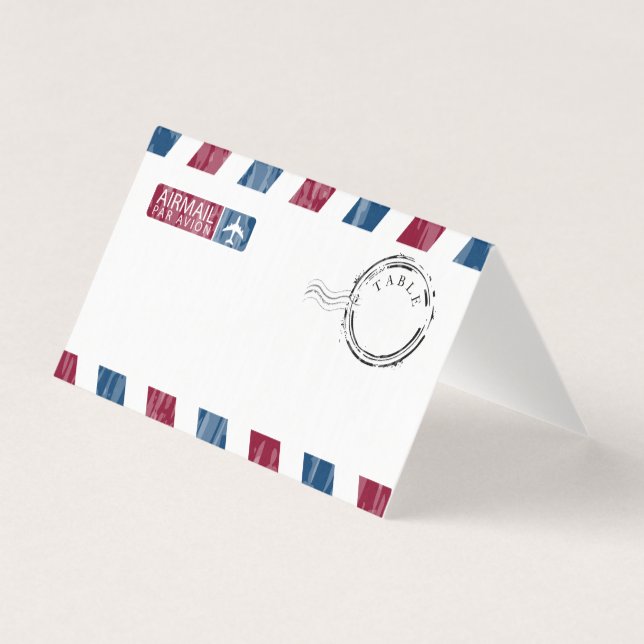 Red Blue Distressed Airmail Hochzeit (Vorderseite)