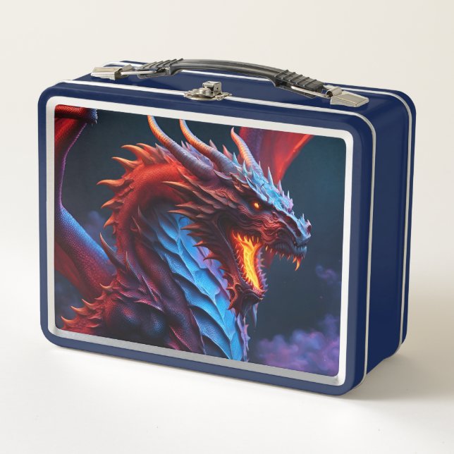 Red & Blue Dragon Metall Brotdose (Vorderseite)