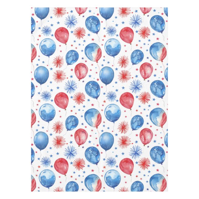 Red Blue Festive Balloons 4. Juli Tablecloth Tischdecke (Vorderseite)