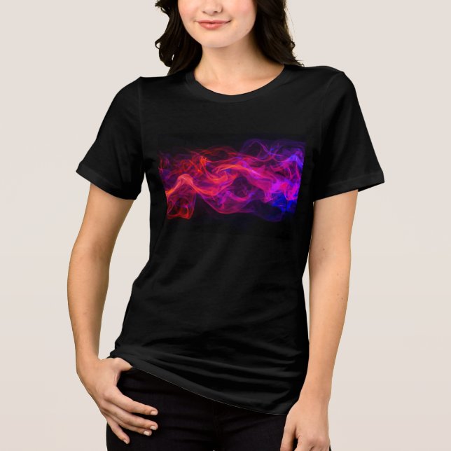 Red + Blue Flames on a Black Short Sleeve T-Shirt Tri-Blend Shirt (Vorderseite)