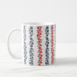 Red Blue Floral Country Farmhouse Muster Kaffeetasse