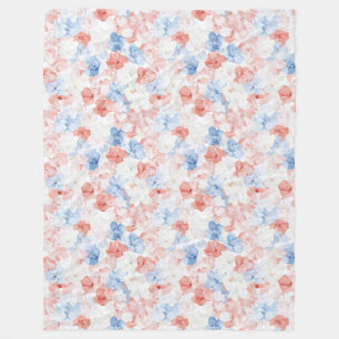 Red Blue Flowers Geburtstag Fleecedecke