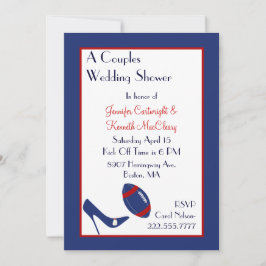 Red & Blue Football Paares Polterabend Einladung