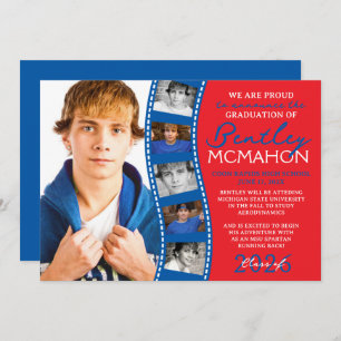 Red & Blue Foto Filmstrip Grad Ankündigung