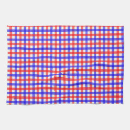 Red Blue Gingham Kariert Pattern Geschirrtuch