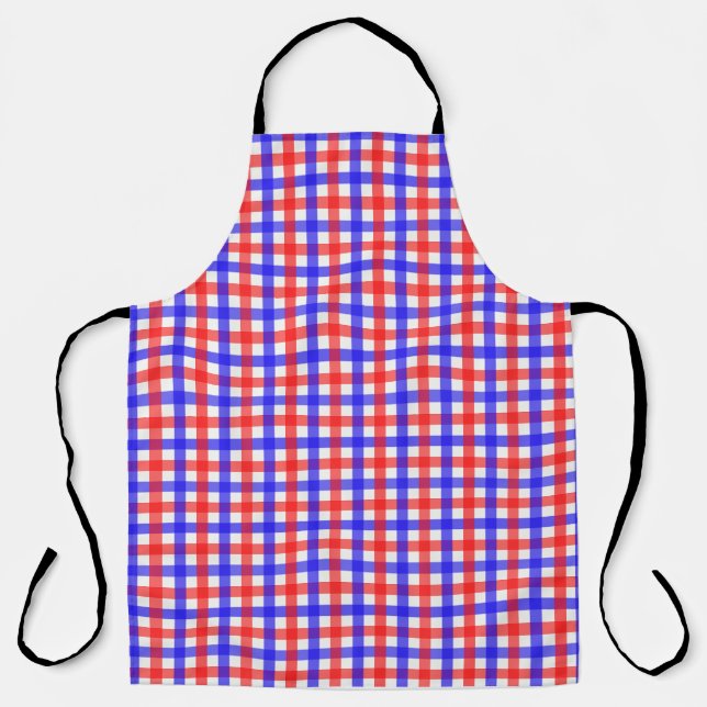 Red Blue Gingham Kariert Pattern Schürze (Vorderseite)