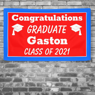 Red Blue Graduate Graduate Party Banner