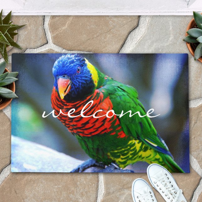 Red Blue Green Bird Foto Niedlich Farbige Begrüßun Fußmatte (Von Creator hochgeladen)