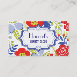 Red Blue Green Vintag Floral Muster Visitenkarte