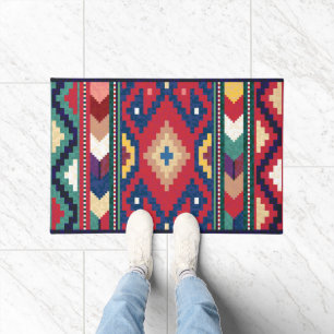 Red Blue Green Yellow White Oriental Kilim Rug Fußmatte