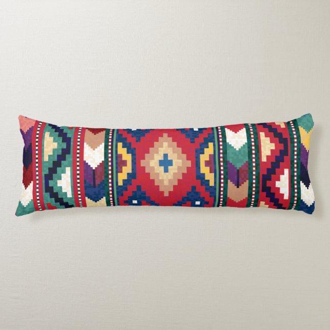 Red Blue Green Yellow White Oriental Kilim Rug Seitenschläferkissen (Vorderseite)