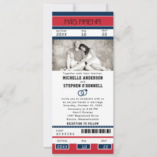 Red Blue Hockey Ticket mit Hochzeitsrennen Einladung