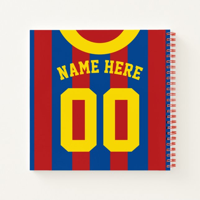 Red & Blue Jersey Template Notebook Soccer Rugby Notizbuch (Rückseite)