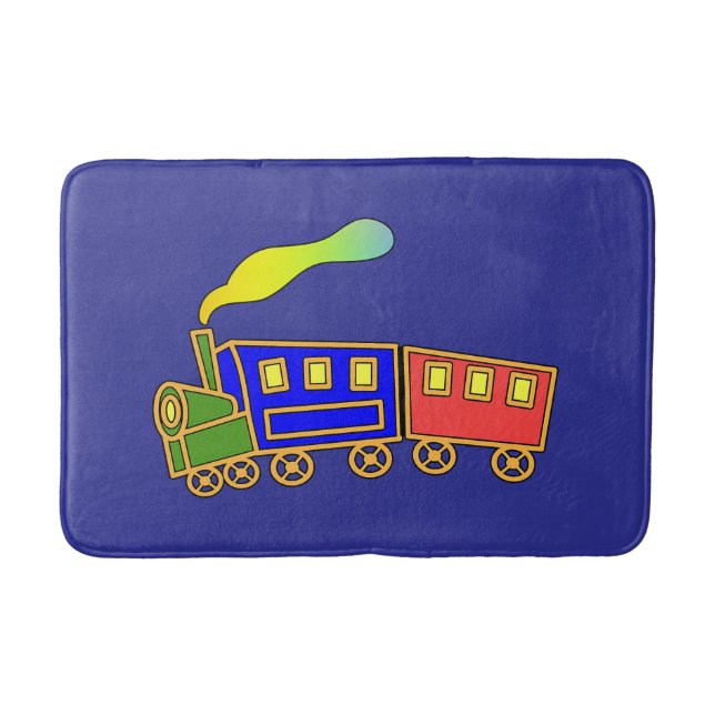 Red Blue Kids Choo Choo Bahn Deep Blue Badematte (Vorderseite)