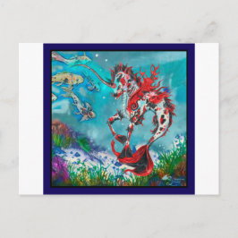 Red Blue Koi Horse Unicorn Pegasus Hippocampus Wat Postkarte
