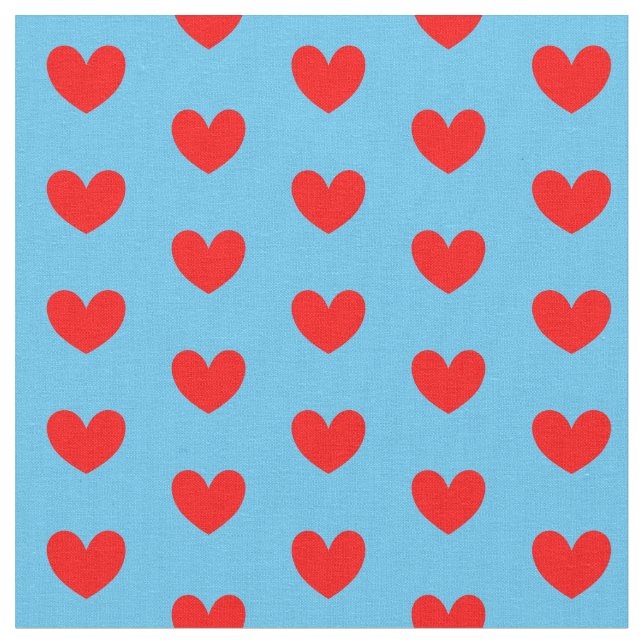 Red Blue Liebe Herz Gemustert Stoff (Nahaufnahme)