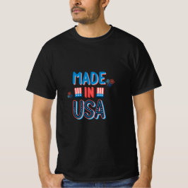 Red Blue Minimalistisch Made in USA Independence D T-Shirt