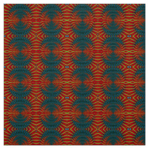 Red Blue Modern Ethnic Textile Tribal Print Trippy Stoff