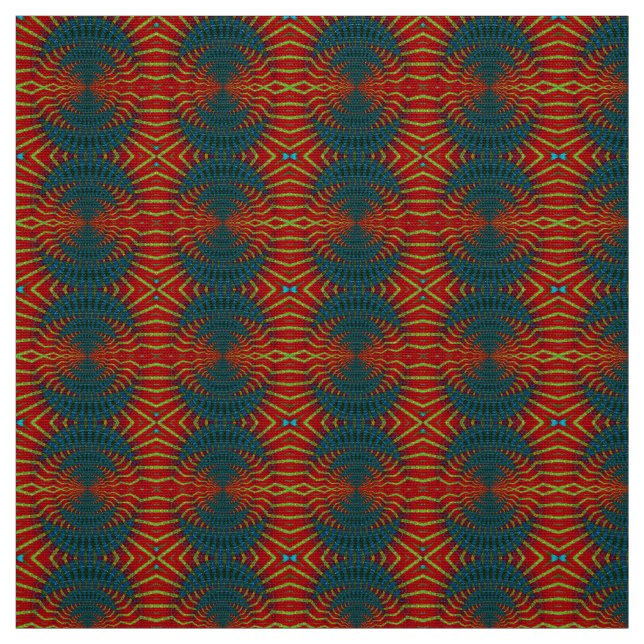 Red Blue Modern Ethnic Textile Tribal Print Trippy Stoff (Muster)