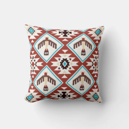 Red Blue Native American Eagtern Pattern Kissen