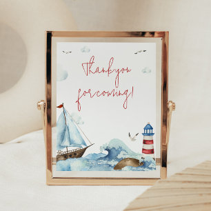 Red Blue Nautical Baby Shower Vielen Dank für Ihr Poster