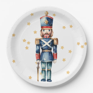 Red & Blue Nutcracker Frohe Weihnachten Pappteller