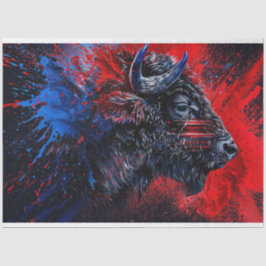 Red Blue Patriotic Buffalo Decoupage Seidenpapier