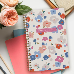 Red Blue Pink Gray Blues Spiral Bound Notebook Notizbuch
