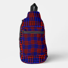 Red Blue Plaid Checker Seamless Pattern Crossbody Bag