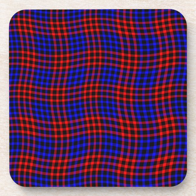 Red Blue Plaid Checker Seamless Pattern Getränkeuntersetzer (Vorderseite)