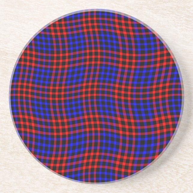 Red Blue Plaid Checker Seamless Pattern Getränkeuntersetzer (Vorne)