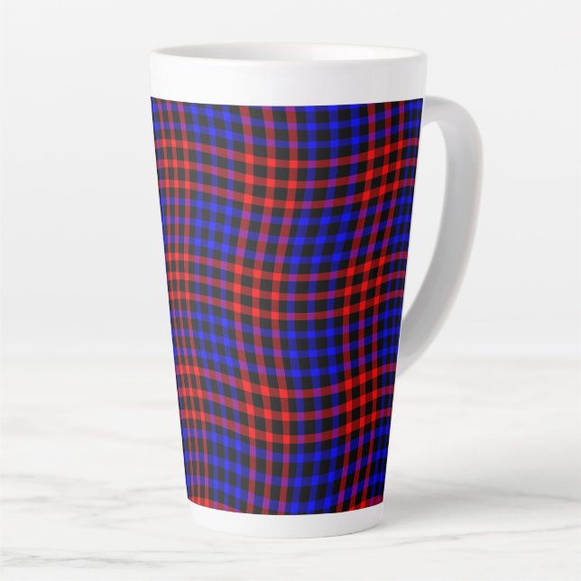 Red Blue Plaid Checker Seamless Pattern Milchtasse (Rechte Ecke)