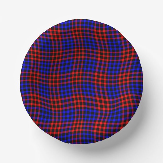 Red Blue Plaid Checker Seamless Pattern Pappteller (Vorderseite)