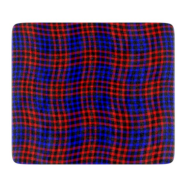 Red Blue Plaid Checker Seamless Pattern Schneidebrett (Vorderseite)