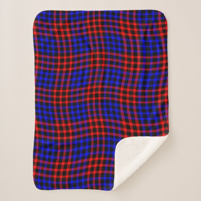 Red Blue Plaid Checker Seamless Pattern Sherpadecke (Vorderseite)