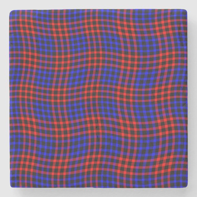 Red Blue Plaid Checker Seamless Pattern Steinuntersetzer (Vorderseite)